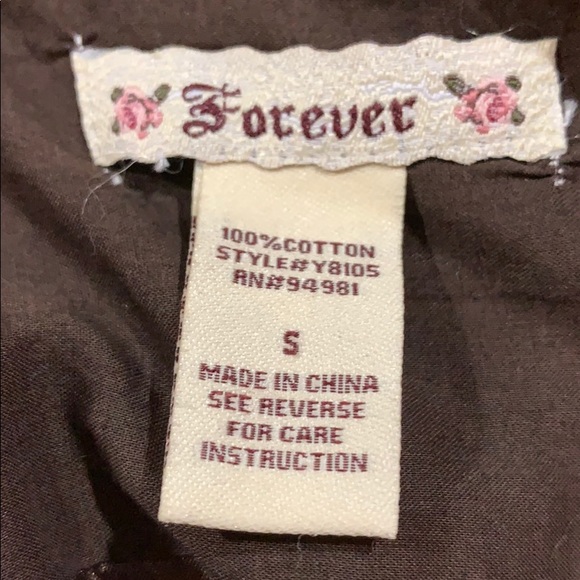 Retro look brown cotton belted skirt. - Picture 6 of 7